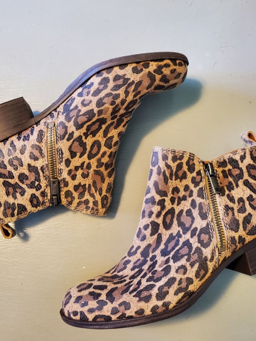 Lucky Brand Basel Low Cut Almond-Toe Ankle Booties Leather Animal Print Size 7 - Picture 12 of 12